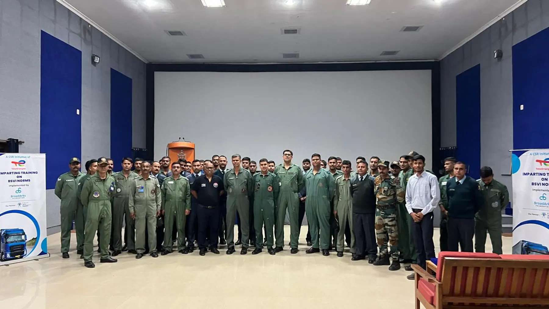 Uniformed personnel assembled for a technical briefing